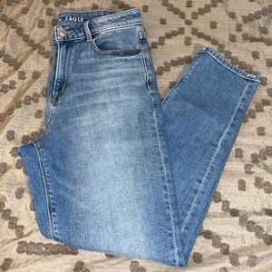 AE Stretch Mom Jeans in Monaco Blue
